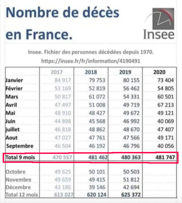 Insee : malgré le Covid, la mortalité demeure inchangée en France